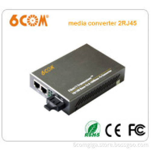 10/100m Double Fiber Single Mode 2km 2-RJ45 Optical Media Converter